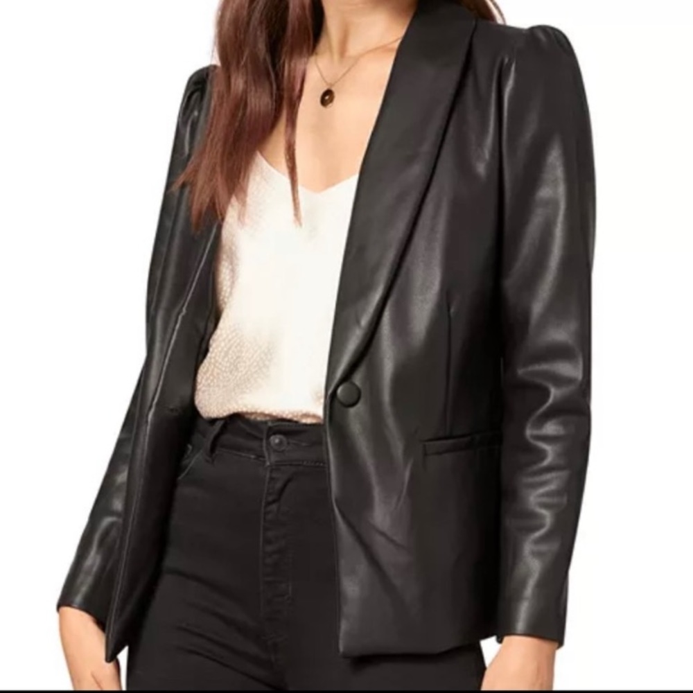 Cupcakes + cashmere Vegan Leather Black Blazer